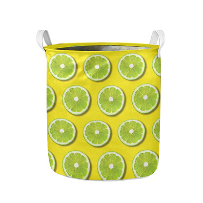 Lime Slices Pattern Print Collapsible Laundry Basket