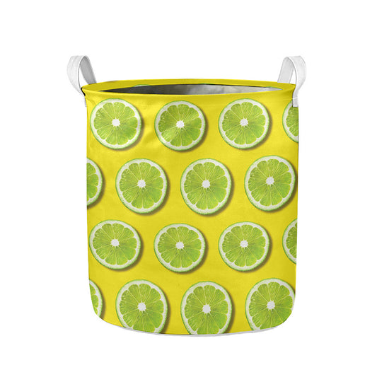 Lime Slices Pattern Print Collapsible Laundry Basket