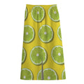 Lime Slices Pattern Print Cotton Front Slit Maxi Skirt