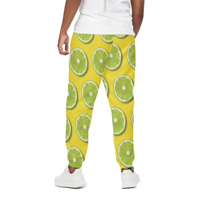 Lime Slices Pattern Print Cotton Pants