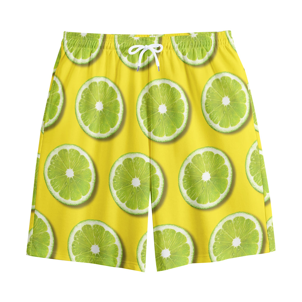 Lime Slices Pattern Print Cotton Shorts