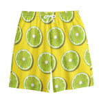 Lime Slices Pattern Print Cotton Shorts