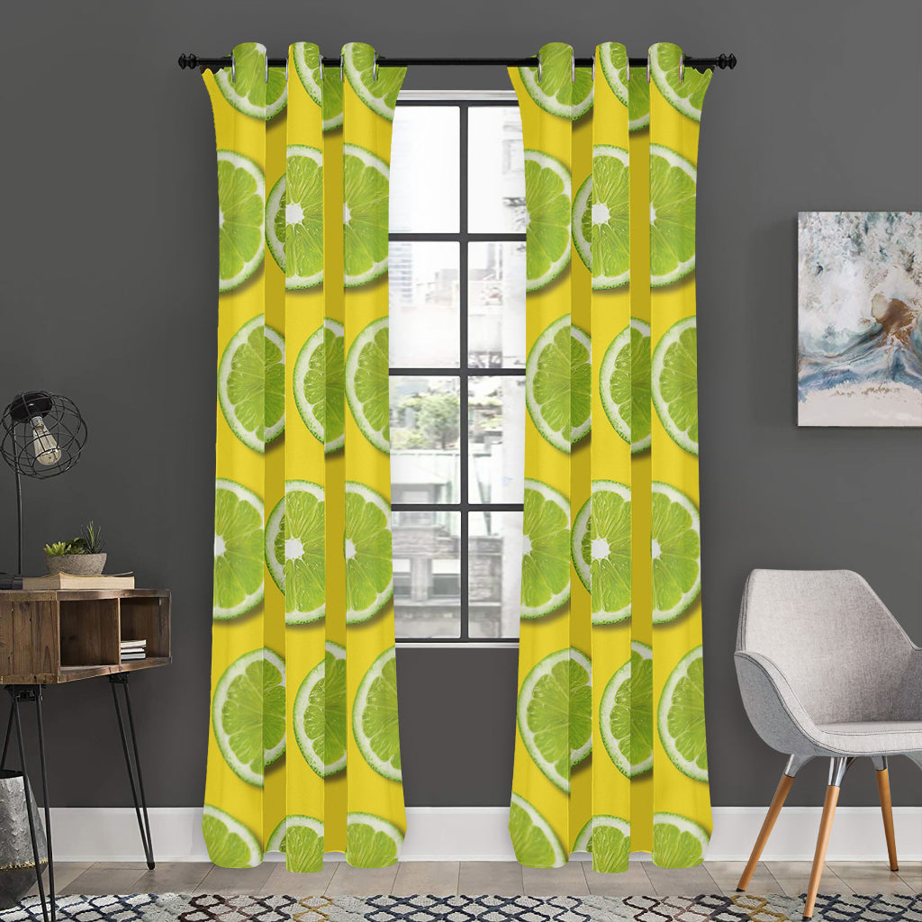 Lime Slices Pattern Print Curtain
