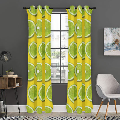Lime Slices Pattern Print Curtain