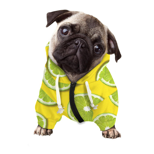 Lime Slices Pattern Print Dog Zip Up Hoodie