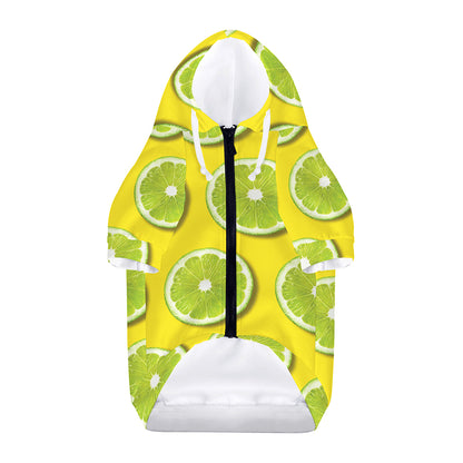 Lime Slices Pattern Print Dog Zip Up Hoodie