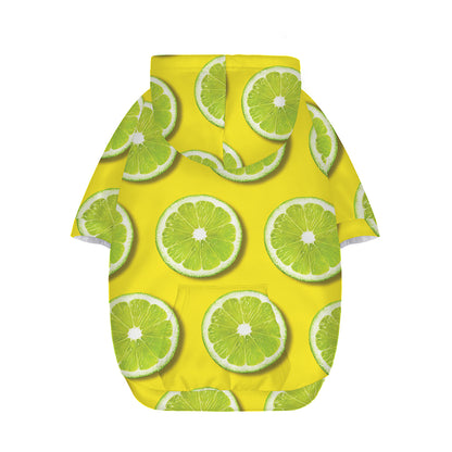 Lime Slices Pattern Print Dog Zip Up Hoodie