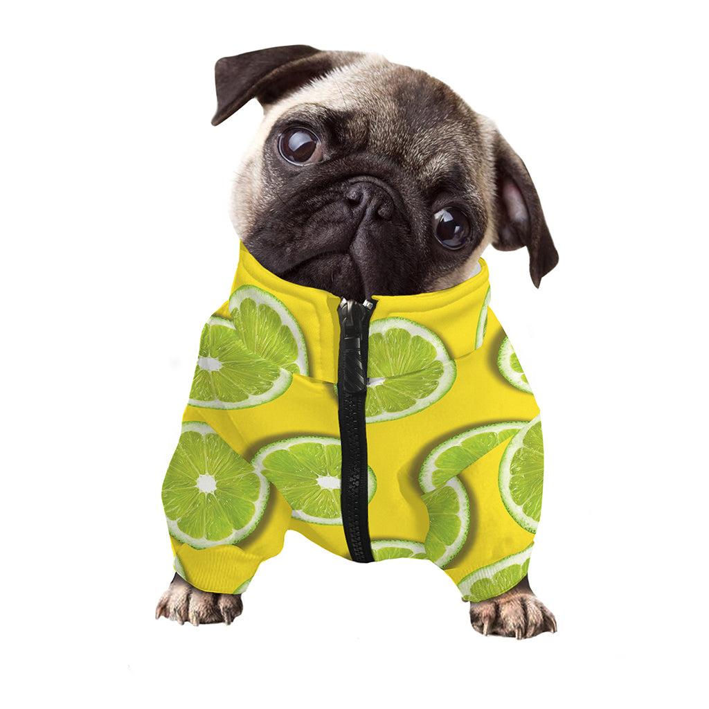 Lime Slices Pattern Print Dog Zip Up Jacket