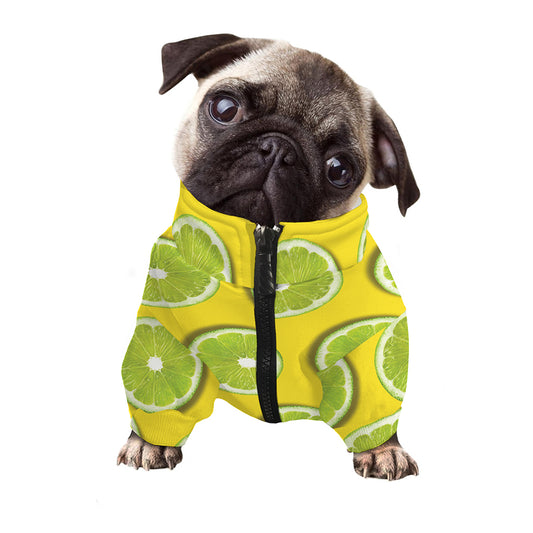 Lime Slices Pattern Print Dog Zip Up Jacket