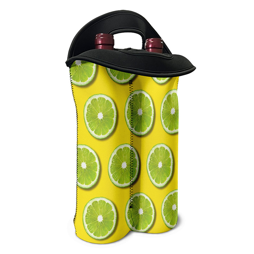 Lime Slices Pattern Print Double Neoprene Wine Tote
