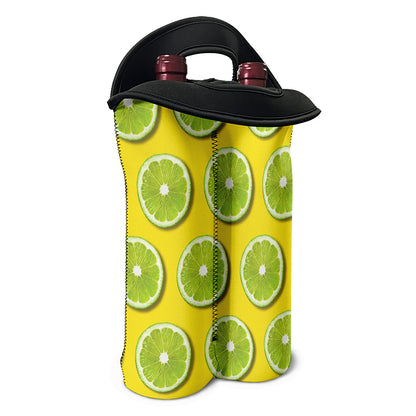 Lime Slices Pattern Print Double Neoprene Wine Tote