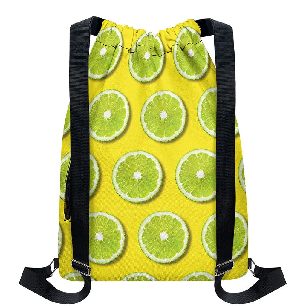 Lime Slices Pattern Print Drawstring Backpack