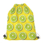 Lime Slices Pattern Print Drawstring Bag