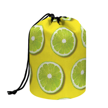 Lime Slices Pattern Print Drawstring Makeup Bag