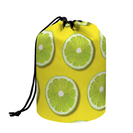 Lime Slices Pattern Print Drawstring Makeup Bag