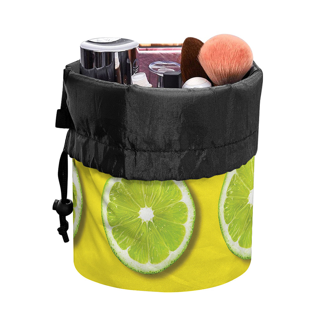 Lime Slices Pattern Print Drawstring Makeup Bag