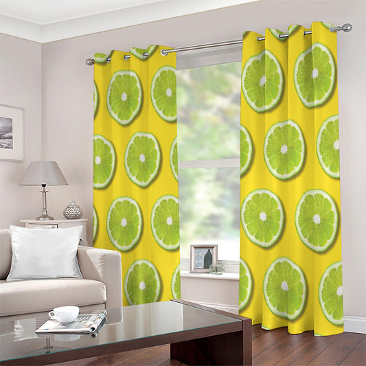 Lime Slices Pattern Print Extra Wide Grommet Curtains