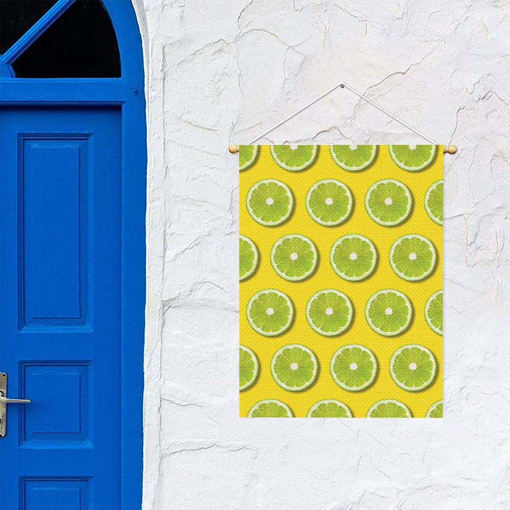 Lime Slices Pattern Print Garden Flag