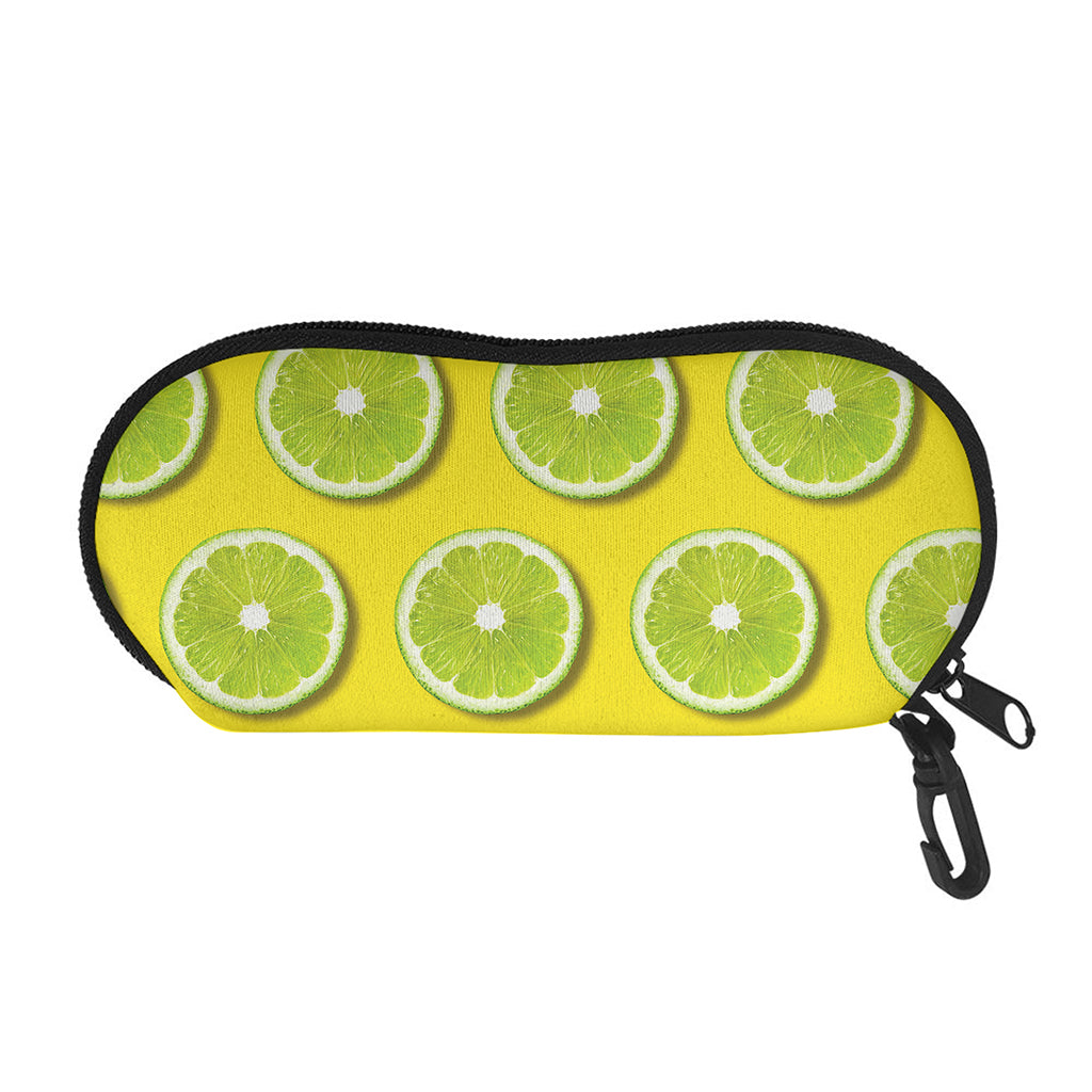 Lime Slices Pattern Print Glasses Case