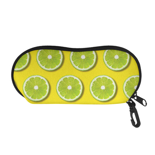 Lime Slices Pattern Print Glasses Case