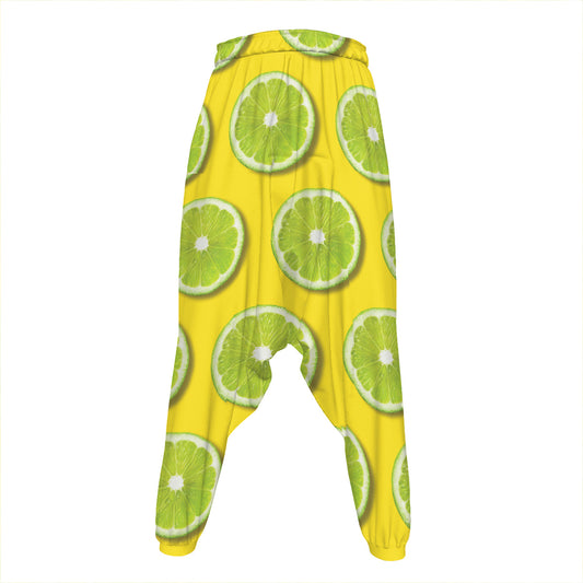 Lime Slices Pattern Print Hammer Pants