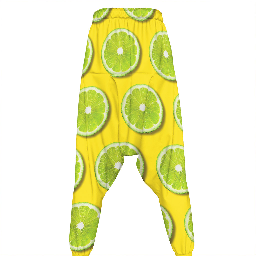 Lime Slices Pattern Print Hammer Pants