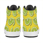 Lime Slices Pattern Print High Top Leather Sneakers