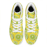 Lime Slices Pattern Print High Top Leather Sneakers