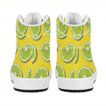 Lime Slices Pattern Print High Top Leather Sneakers