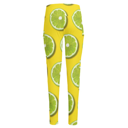 Lime Slices Pattern Print High-Waisted Pocket Leggings
