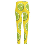Lime Slices Pattern Print High-Waisted Pocket Leggings