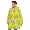 Lime Slices Pattern Print Hoodie Blanket