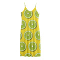 Lime Slices Pattern Print Jersey Midi Cami Dress