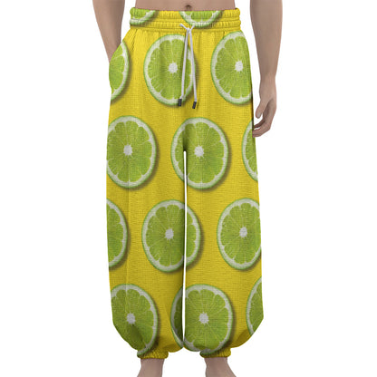 Lime Slices Pattern Print Lantern Pants