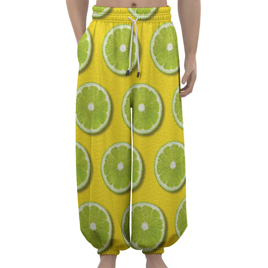 Lime Slices Pattern Print Lantern Pants