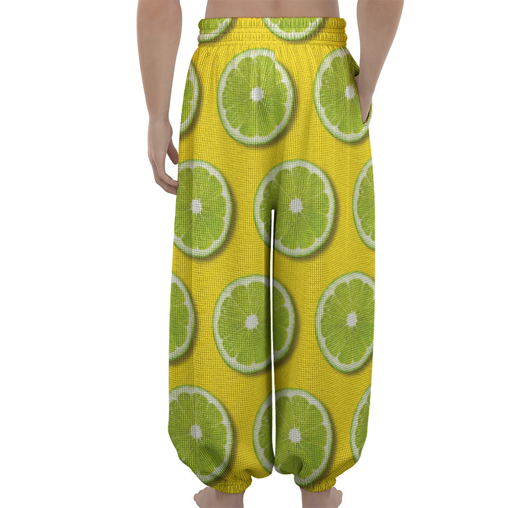 Lime Slices Pattern Print Lantern Pants