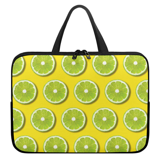 Lime Slices Pattern Print Laptop Sleeve With Handle