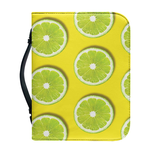 Lime Slices Pattern Print Leather Bible Cover