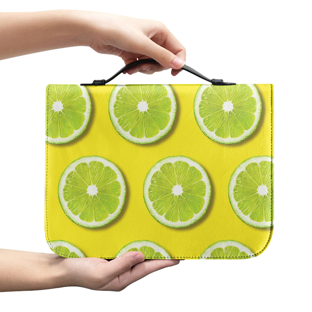 Lime Slices Pattern Print Leather Bible Cover