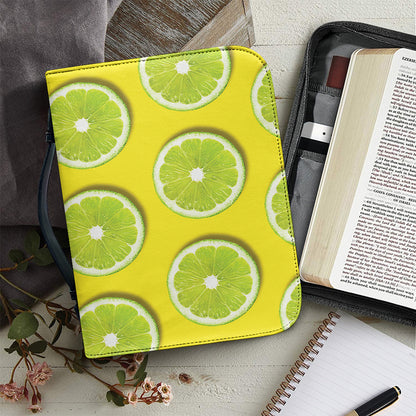Lime Slices Pattern Print Leather Bible Cover