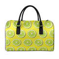 Lime Slices Pattern Print Leather Duffel Bag