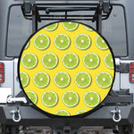 Lime Slices Pattern Print Leather Spare Tire Cover
