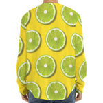 Lime Slices Pattern Print Long Sleeve Baseball Jersey