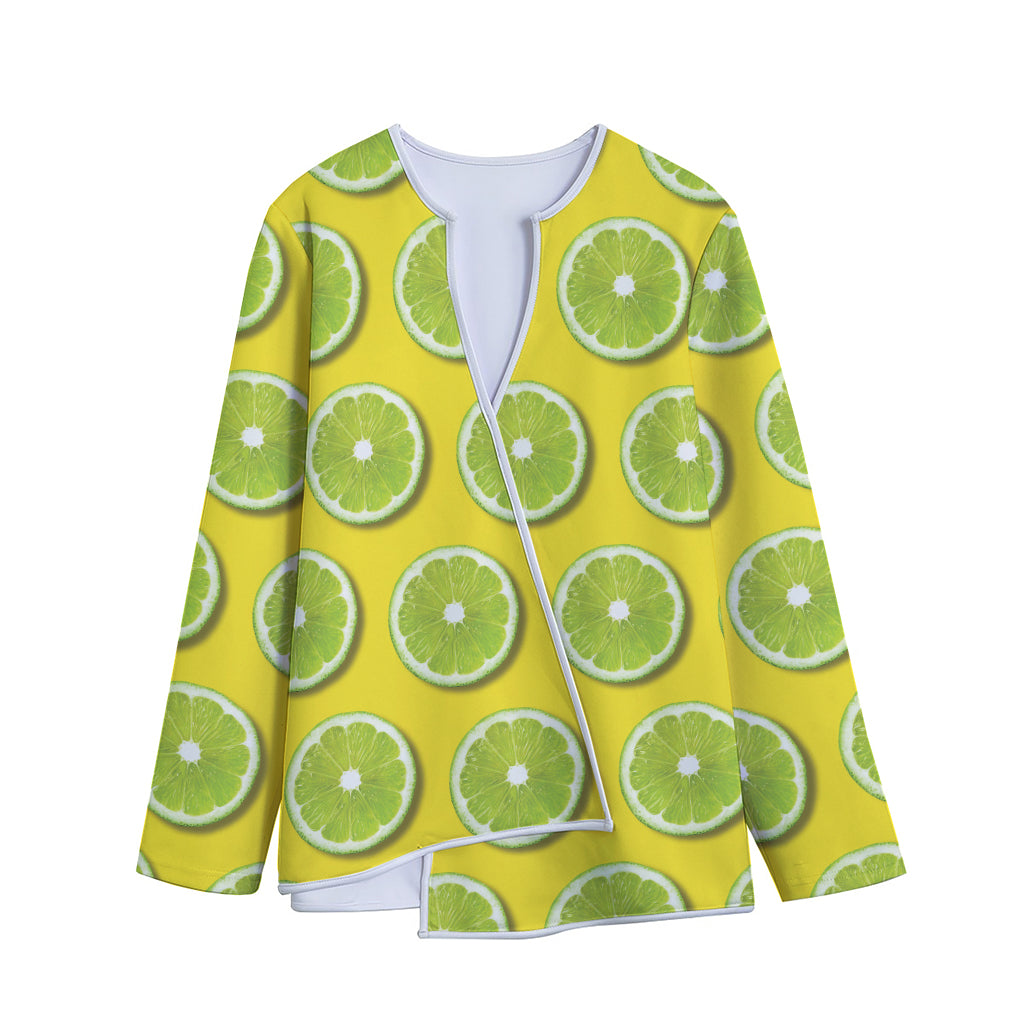 Lime Slices Pattern Print Long Sleeve Short Coat