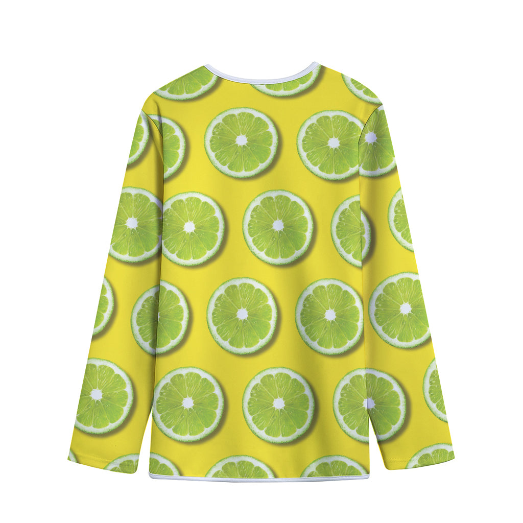 Lime Slices Pattern Print Long Sleeve Short Coat
