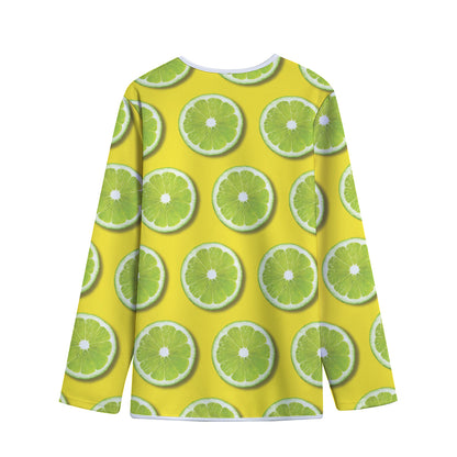 Lime Slices Pattern Print Long Sleeve Short Coat