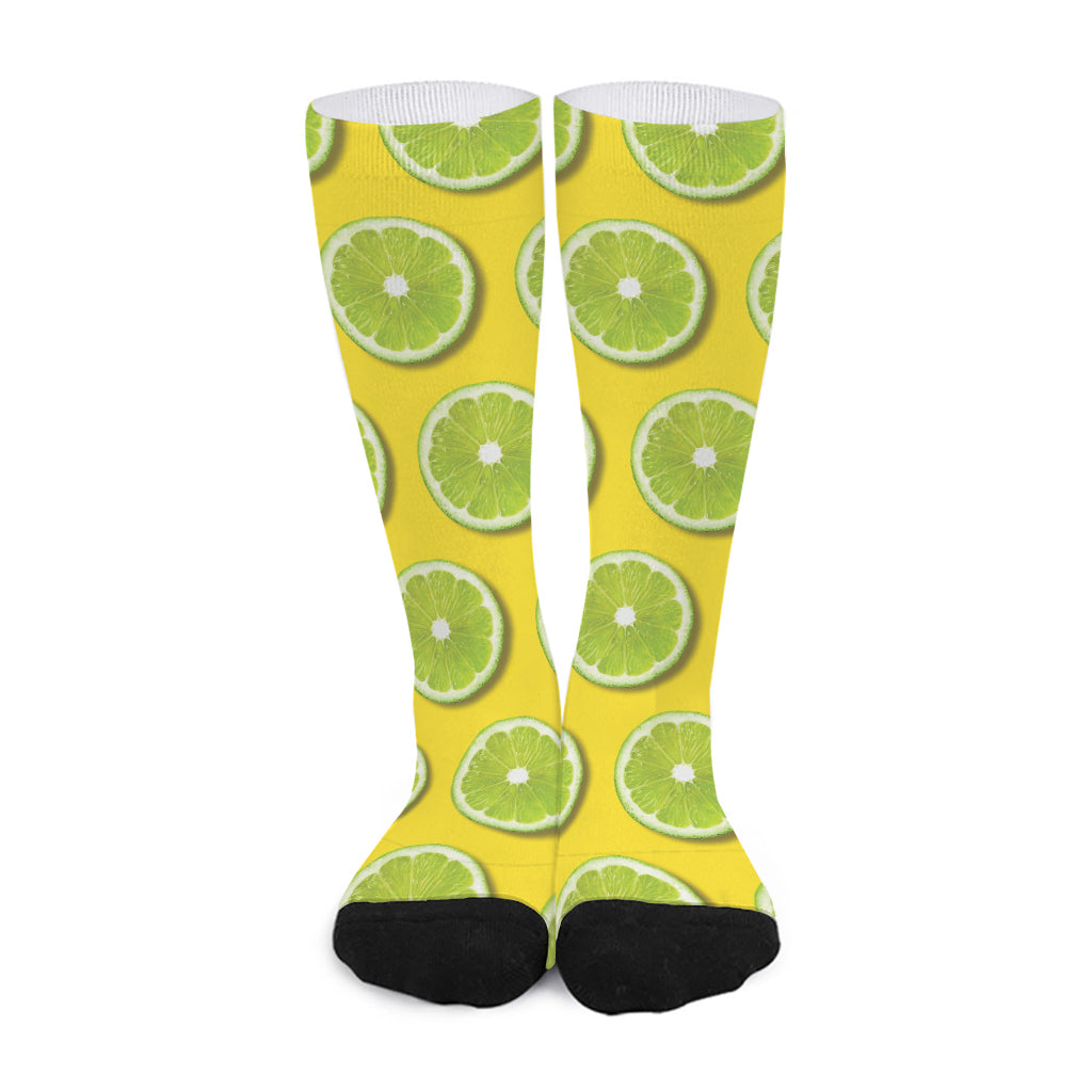 Lime Slices Pattern Print Long Socks