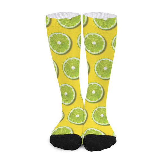 Lime Slices Pattern Print Long Socks