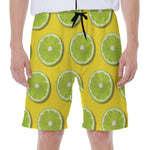 Lime Slices Pattern Print Men's Beach Shorts