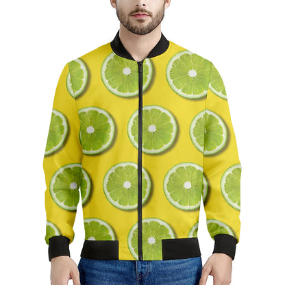 Lime Slices Pattern Print Men's Bomber Jacket